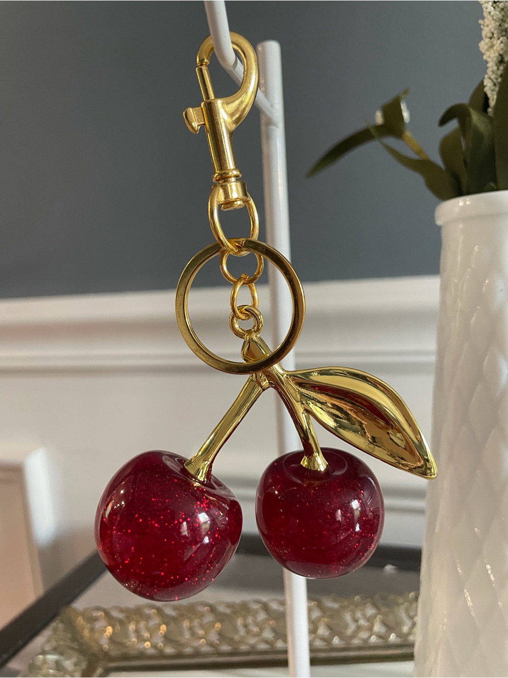 Cherry Resin Keychain Bag Charm